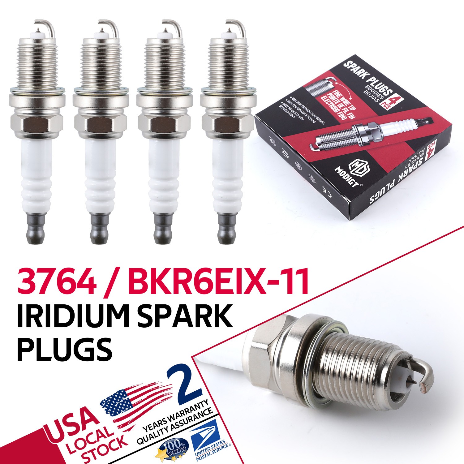 OEM Quality NEW 4Pcs Spark Plugs FOR NGK 3764 BKR6EIX-11 Iridium IX BKR6EIX11
