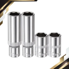 4Pack 1/4-Inch Drive Deep & Shallow Impact Socket Set 10mm Metric 6 Point Design
