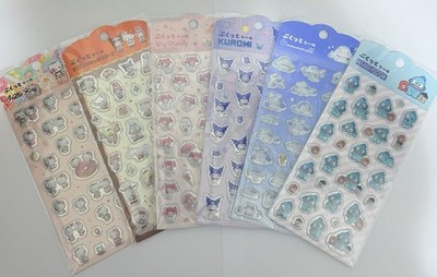 Cinnamoroll Kuromi Sanrio Characters Puffy Sticker Sheet Lot of6 JAPAN Exclusive