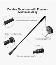 Adjustable Aluminum Alloy Shoe Horn, Non-slip Handle, Extendable, Lanyard