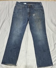 Carhartt Jeans Mens 36x34 Blue Relaxed Boot B310 Workwear Distressed Denim