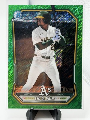 2026 Bowman Chrome Leo De Vries Green Shimmer Refractor /99 Athletics #BCP-63