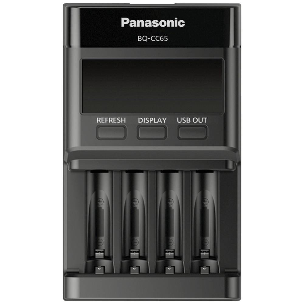 Panasonic BQ-CC65E Chargeur pour Piles Rechargeables AA et AAA NiMH avec Écran LCD