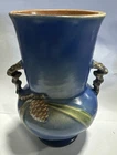 Near Mint  Roseville Pottery Pine Cone Vase Urn Blue Pinecone 839-6