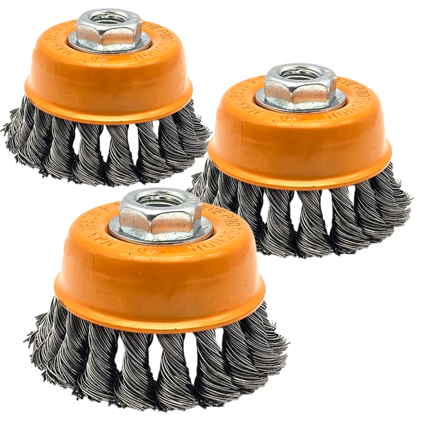 3X TopfbüRste 75Mm RundbüRste M14 Hero DrahtbüRste Gezopft FüR Winkelschleifer-image