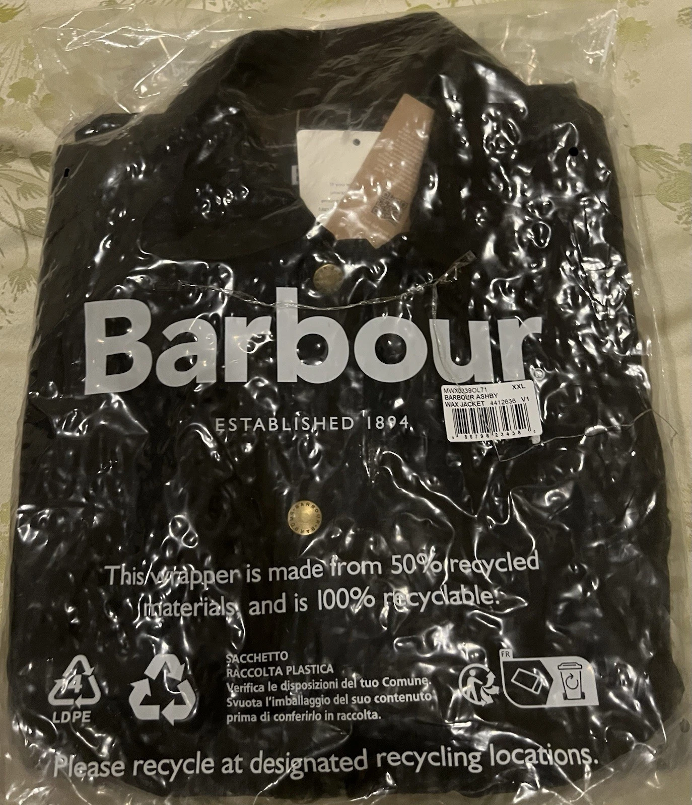 Brand New BNWT BARBOUR  ASHBY WAX Cotton Jacket Coat in Olive XXL  image 2