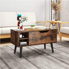 Rustic Wooden Coffee Table with Storage Lift Up Top Coffee Table for Living Roo