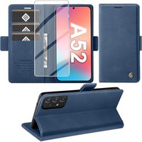 HandyhüLle Premium Leder Blau Mit Schutzfolie Standfunktion Kartenfach FüR