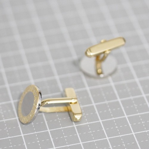 BVLGARI Two Tone 18K Yellow Gold & Steel Round Cufflinks D8304 - Picture 6 of 7