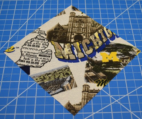 27 - Fabric Squares Lot 6" x 6" cut on point U of M football paisley rotary cut - Picture 3 of 7