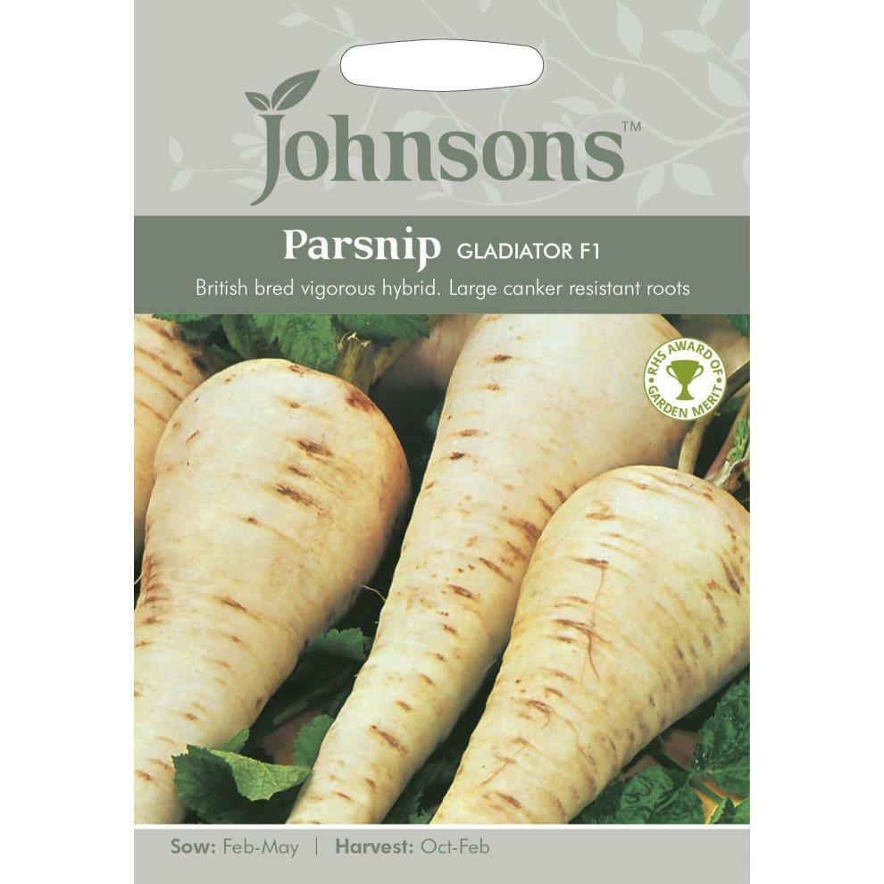 Johnsons Parsnip Seeds Gladiator F1 British Bred Large Tasty Roasting Roots