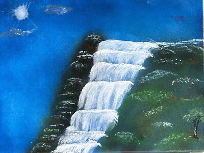 acrylic paintings landscape original by artist. Waterfall