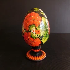 Art Nouveau Egg Decorative Handmade Wood Patent Vintage Design Xx France N5343