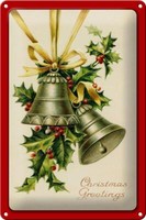 Blechschild Weihnachtszweig Glocke Christmas 20X30 Cm Deko Schild Tin Sign