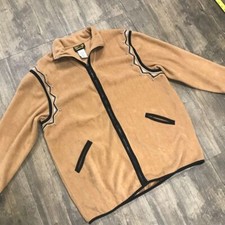 Vintage Bob Mackie Wearable Art Fleece Jacket Full Zip Brown Women Size Large