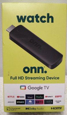 Watch Onn Google TV Full HD Streaming Device.