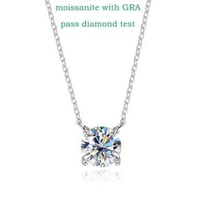 Authentic Smyoue White Gold Plated 1-10CT Moissanite Necklace for Women Classic Four Claws