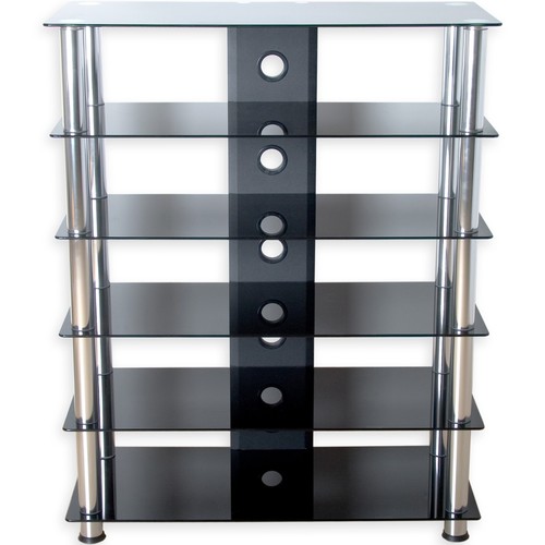 TV Rack Schrank Ständer Möbel Regal HiFi Audio Glas Schwarzglas