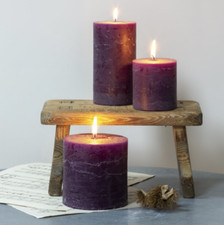 Purple Pillar Candle, Rustic Coloured Candles, Chunky Amethyst Purple Candle
