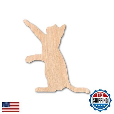 Handcrafted Wooden Cat - Intricate Playing Cat Cutout Figure - Perfect Wooden