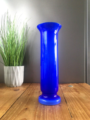 MID CENTURY MODERN BLAUE ITALIENISCHE EMPOLI GEFASSTE GLASVASE 60ER 70ER SCANDI STIL