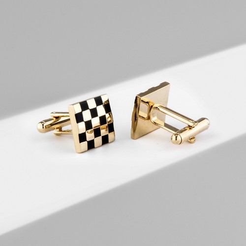 French Fashion Enamel Gold Plated Copper Cufflinks - Picture 5 of 14
