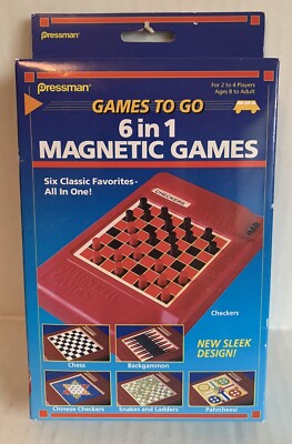 Vintage Pressman 6-in-1 Travel Magnetic Games to Go NEW SEALED