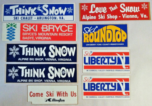Vintage 1970’s 1980's Ski Skiing Bumper Sticker Lot : Virginia, PA, VT ~ Rare!!