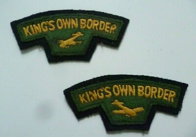King's Own Border Airborne Glider Patch Cloth Badge ANTIQUE Org - Pair