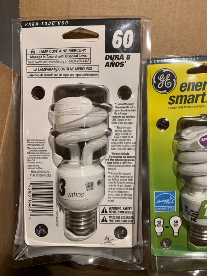 8) NEW GE Energy Smart 60 Watt (Uses Only 13 Watts) Fluorescent Light Bulbs SAVE - Image 3 of 3