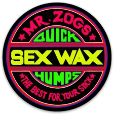 Mr Zog's Sex Wax Red Green Yellow Die Cut Round  STICKER!