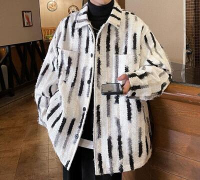 Men's New Fashion Winter Lapel Long Sleeve Loose Jackets Youth Casual Wool Coats