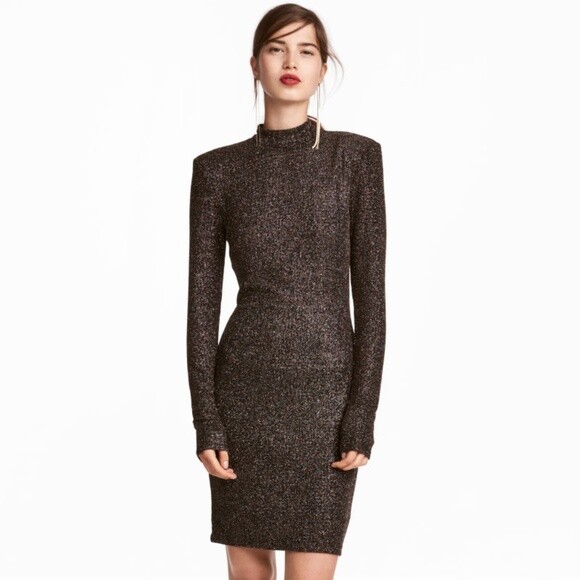 h and m black and gold dress H & M Black Velvet Cocktail Dress With Sequins main image 0