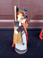 Vintage Halloween Kitchen Witch Figure 8" Crepe Paper