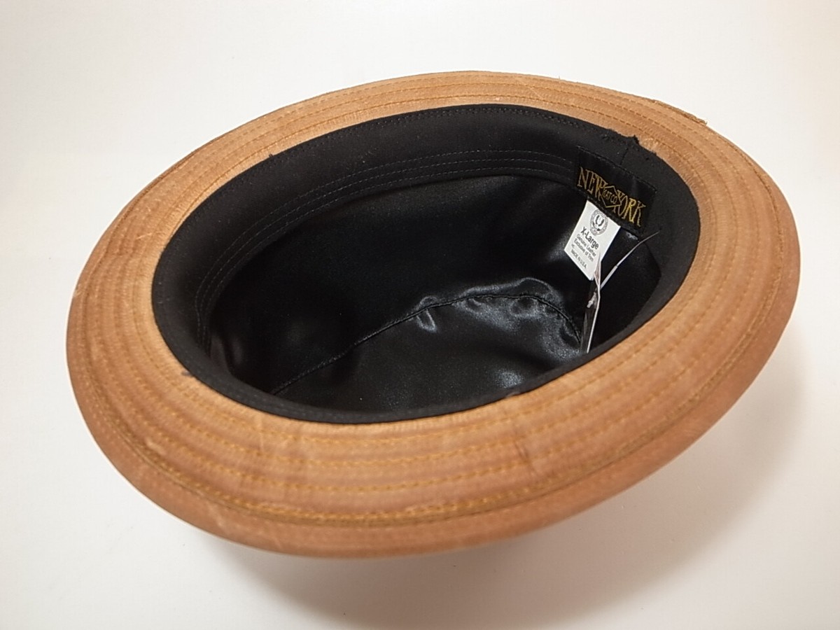 New York Hat Co Vintage Leather Fedora Rust size XL Made in