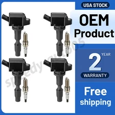 4Pack Ignition Coil & Spark Plug For 2015-2017 Hyundai Sonata Kia Optima UF764
