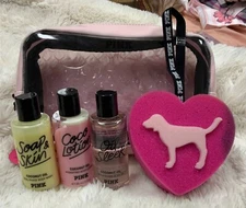 Victoria's Secret Travel Pack Coconut Oil Body Care, Bag & Sponge, NWD READ