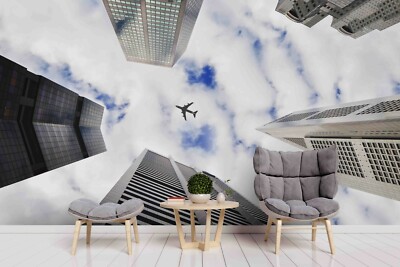 3D Cloud Sky Modern Building Self-adhesive Removable Wallpaper Murals Wall
