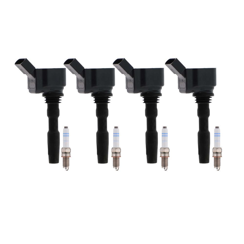 Bosch 4 Ignition Coils  4 Double Platinum Spark Plugs Kit For VW Jetta 1.4 L4