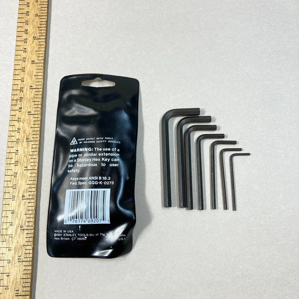 Stanley English Hex Key Set SAE 7 Keys #69-207 USA - Image 4 of 4