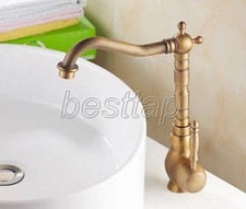 Antique Brass Single Handle Swivel Mixer Tap Kitchen Sink Basin Faucet ssf012