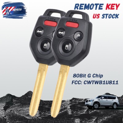2* for Subaru Forester Impreza Outback WRX Remote Head Key Fob CWTWB1U811 G Chip