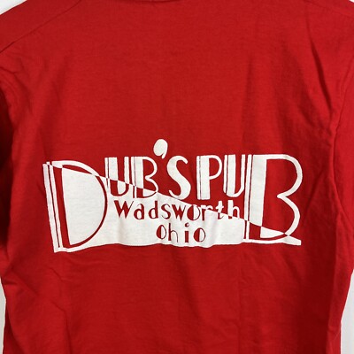 Vintage Dubs Pub Bar Tshirt Red Sz M Medium Wadsworth Ohio 90s Members Only
