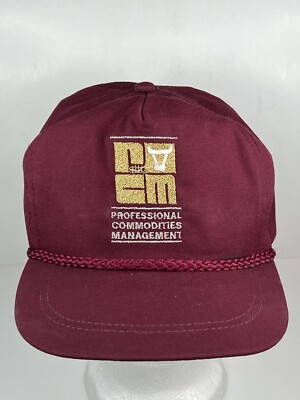 Vtg Livestock Professional Commodities Management Maroon Hat Cap Rope MadeUSA