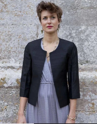 Shibumi women's Coat, Juna jacket 100% raw silk, jet-Black, custom-made bespoke