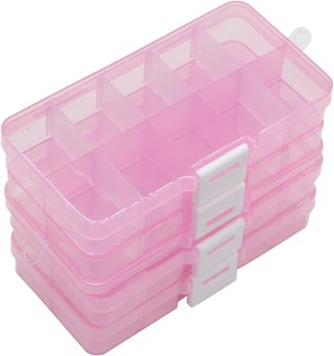 Yansanido 4 Pcs 10 Grids 5 Inch x 2.5 Adjustable Small Removable Pink 