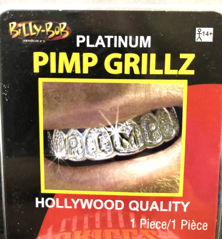  Billy-Bob Teeth Platinum Pimp Grillz 14 Age+ Hollywood Quality 1 Piece  - Image 2 of 4