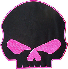 Half Skull Pink on Black Center Back Patch for Biker Vest