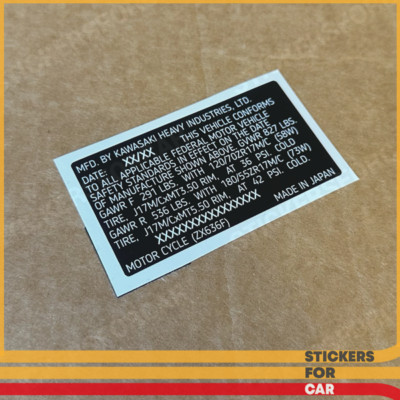 Kawasaki ZX636F Motorcycle VIN ID TAG Custom Decal Sticker [U.S.