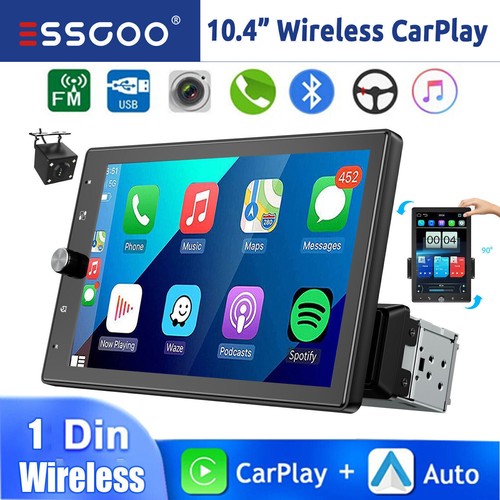 Radio estéreo para auto Android Carplay inalámbrica 1 DIN giratoria de 10,4"" para automóvil CAM